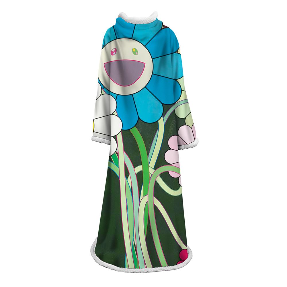 3D Digital Flower Printed Blanket With Sleeves-Cute Cartoon Blanket Robe - Image 5