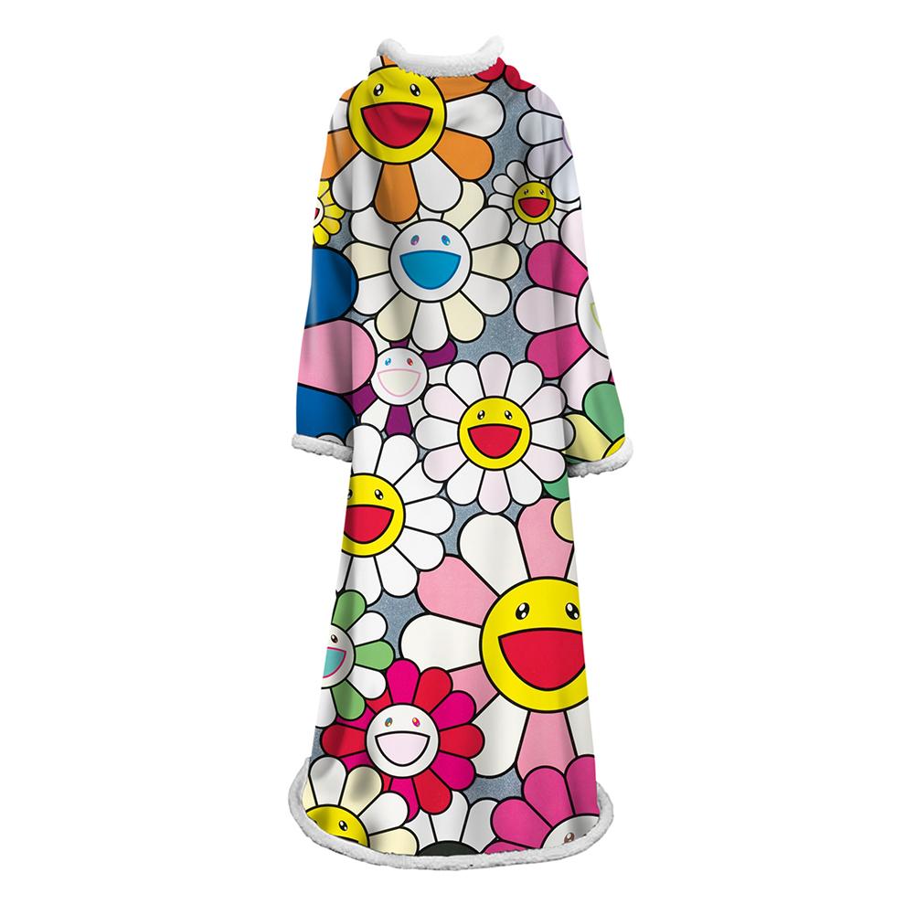 3D Digital Flower Printed Blanket With Sleeves-Cute Cartoon Blanket Robe - Image 19