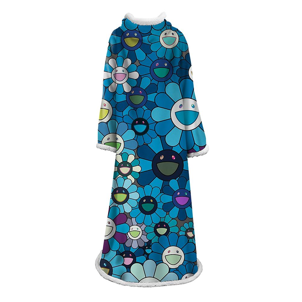 3D Digital Flower Printed Blanket With Sleeves-Cute Cartoon Blanket Robe - Image 27
