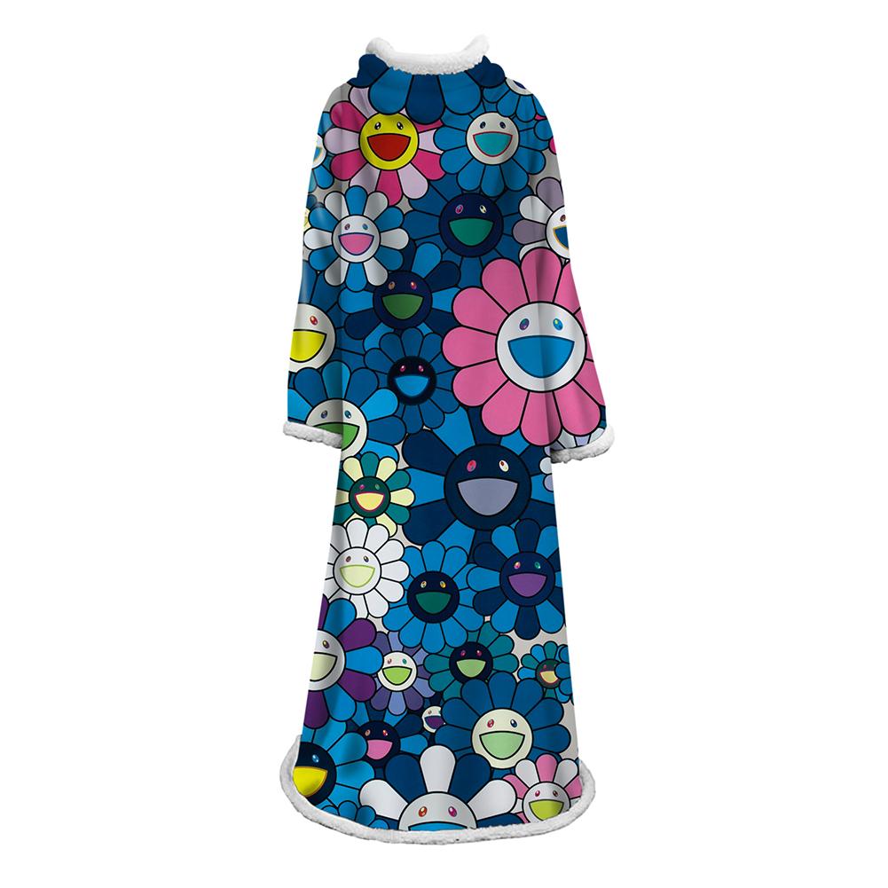 3D Digital Flower Printed Blanket With Sleeves-Cute Cartoon Blanket Robe - Image 29
