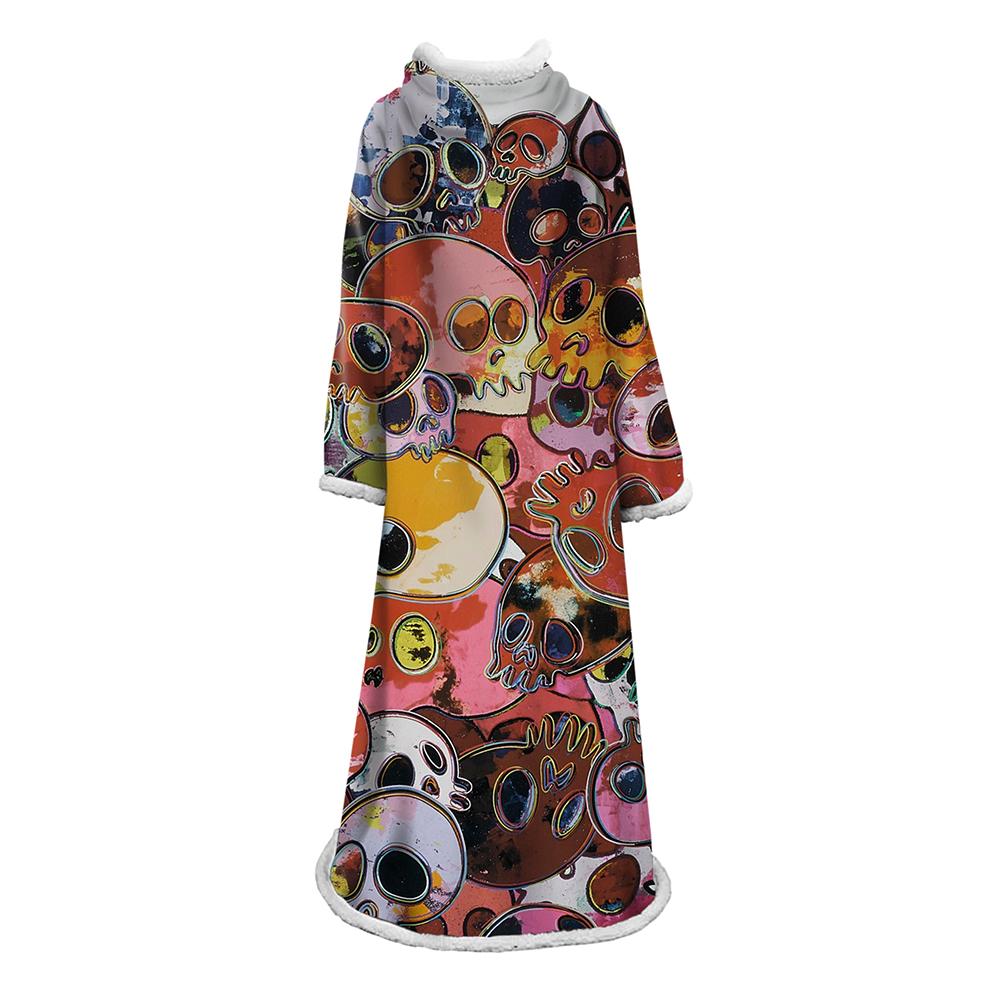 3D Digital Flower Printed Blanket With Sleeves-Cute Cartoon Blanket Robe - Image 39
