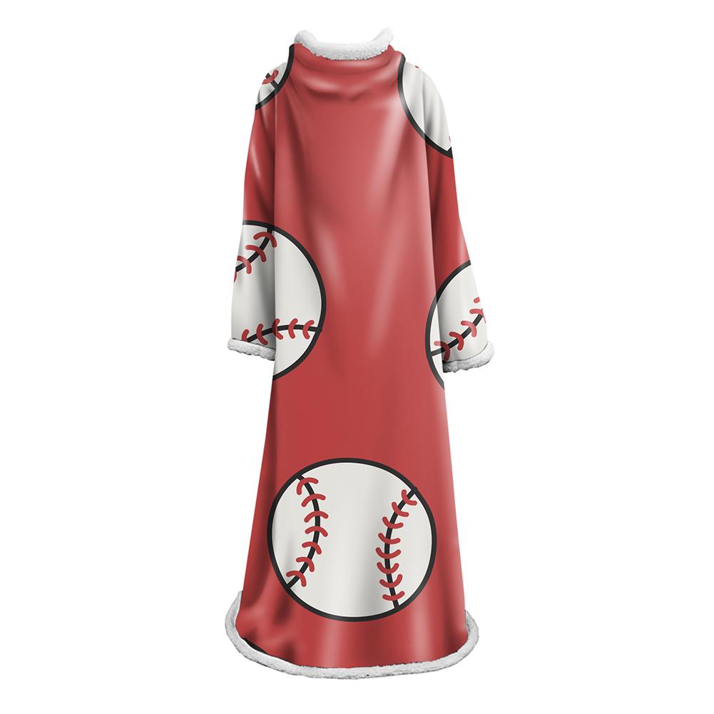 3D Digital Printed Blanket With Sleeves-Baseball Blanket Robe - Image 13