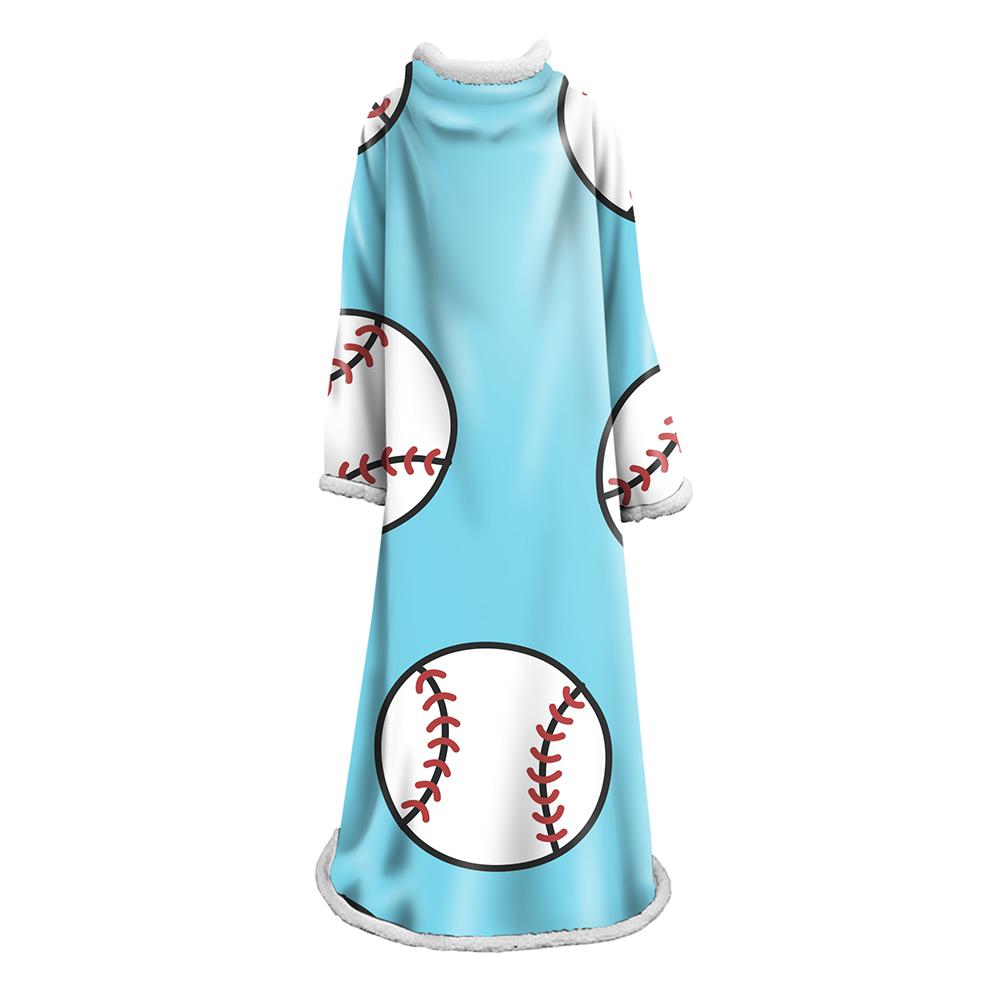 3D Digital Printed Blanket With Sleeves-Baseball Blanket Robe - Image 3