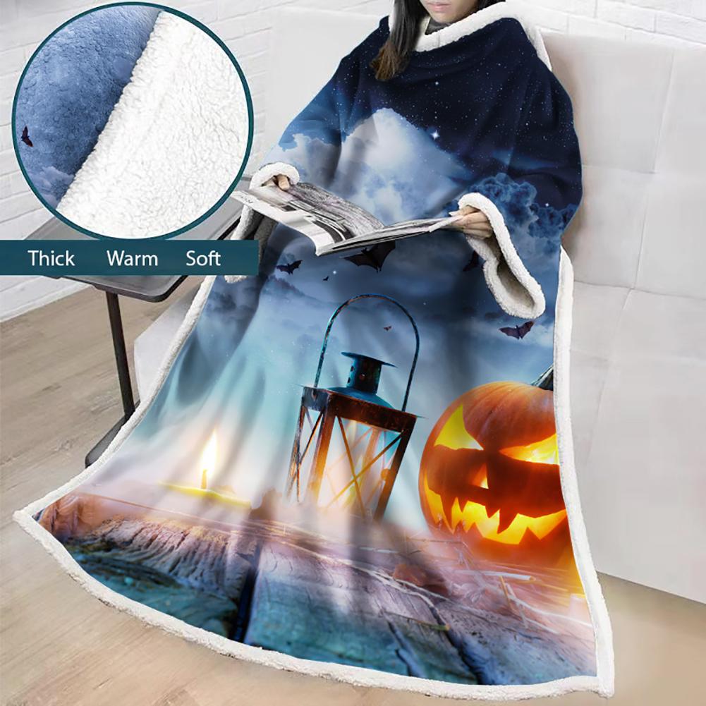 3D Digital Printed Blanket With Sleeves-Blanket Robe Halloween Party - Image 6