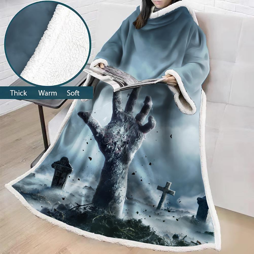 3D Digital Printed Blanket With Sleeves-Blanket Robe Halloween Party - Image 22