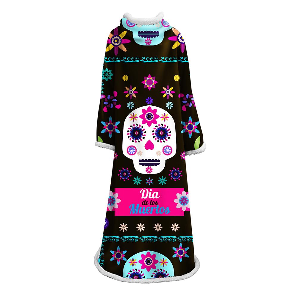 3D Digital Printed Blanket With Sleeves-Horror Cat Blanket Robe - Image 8