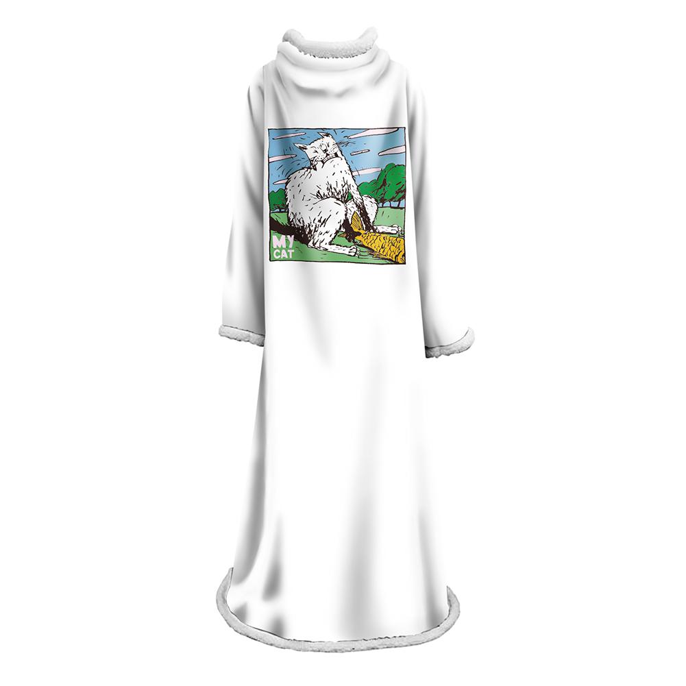 3D Digital Printed Blanket With Sleeves-Horror Cat Blanket Robe - Image 13