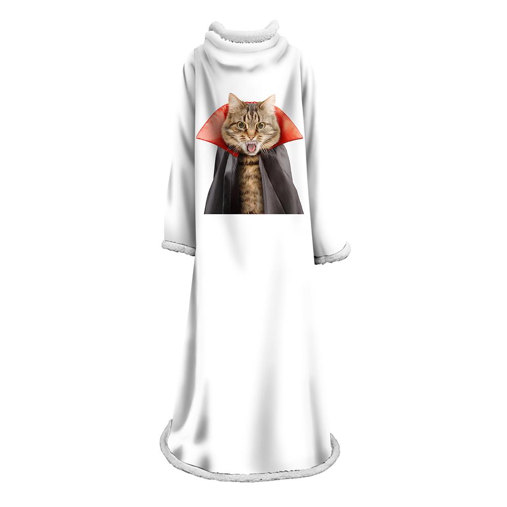 3D Digital Printed Blanket With Sleeves-Horror Cat Blanket Robe - Image 18