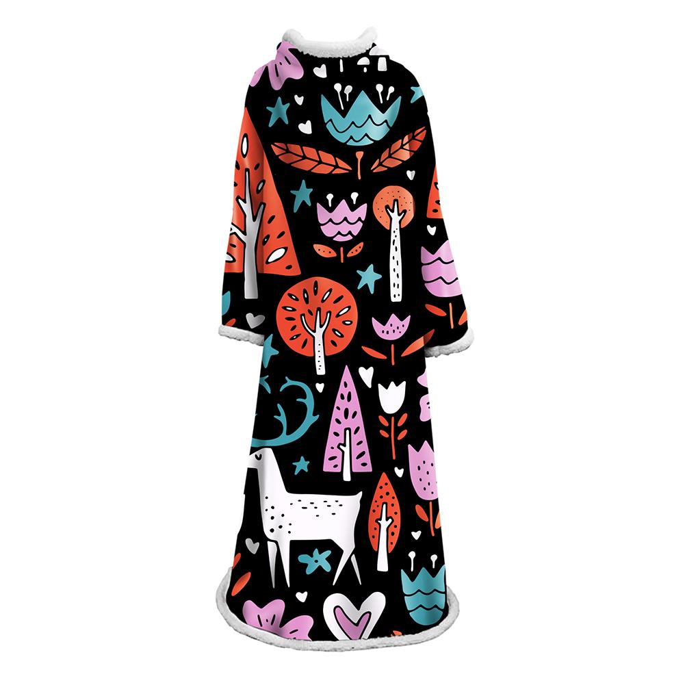 3D Digital Printed Blanket With Sleeves-Horror Cat Blanket Robe - Image 5