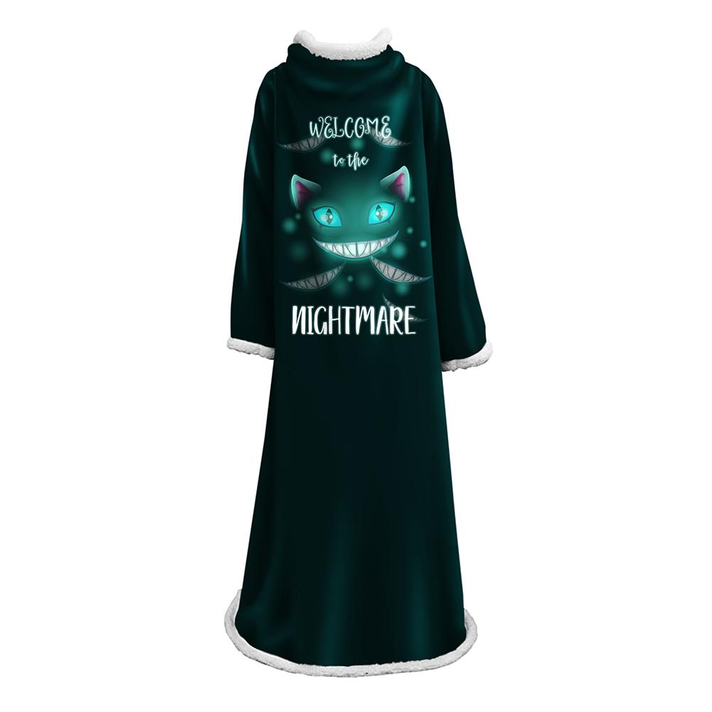 3D Digital Printed Blanket With Sleeves-Horror Cat Blanket Robe - Image 7