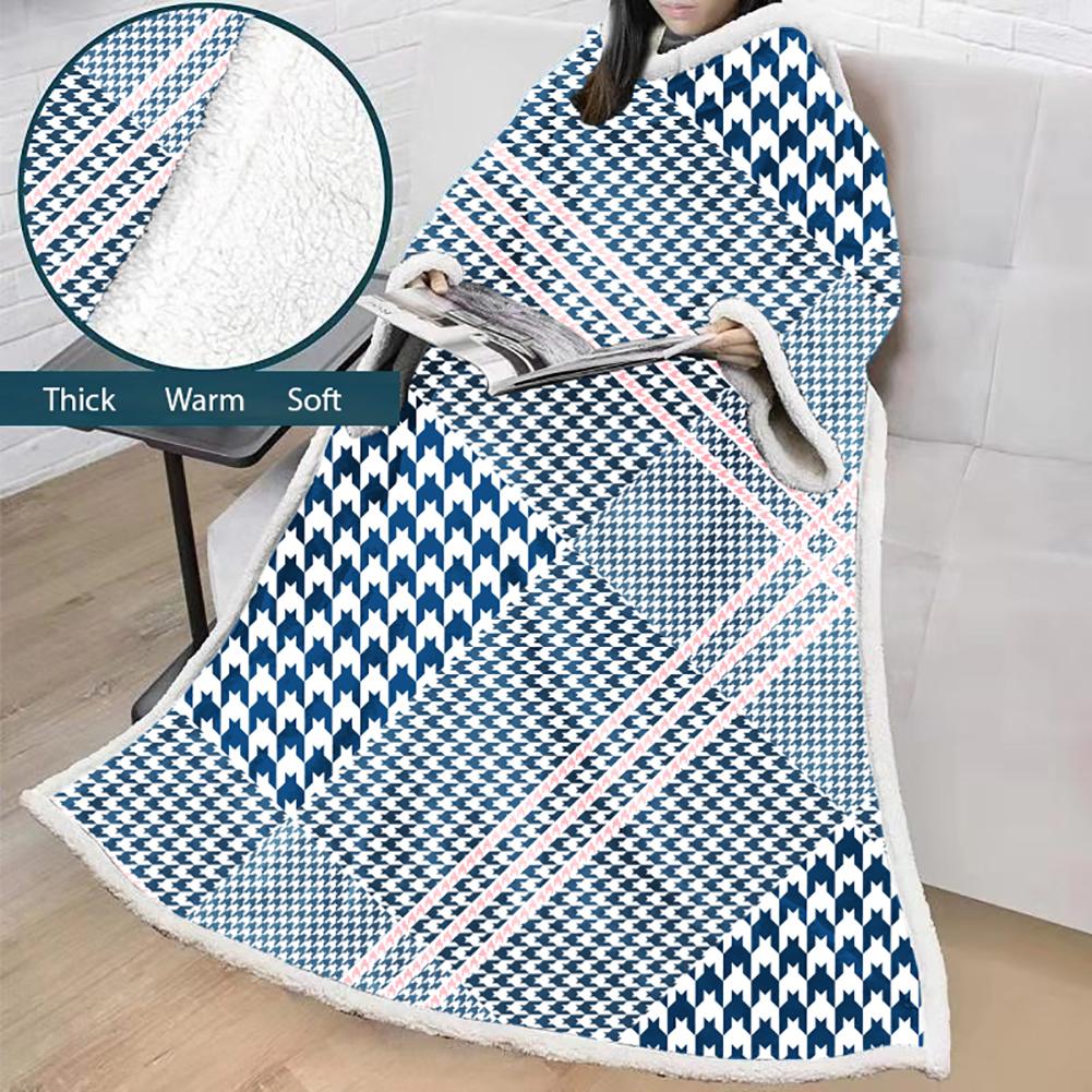 3D Digital Printed Blanket With Sleeves-Plaid Thickened Blanket Robe - Image 26