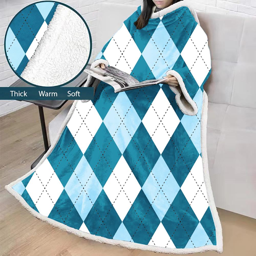 3D Digital Printed Blanket With Sleeves-Plaid Thickened Blanket Robe - Image 28