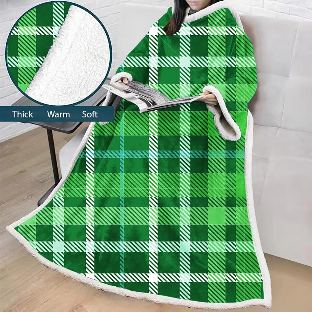 3D Digital Printed Blanket With Sleeves-Plaid Thickened Blanket Robe - Image 35