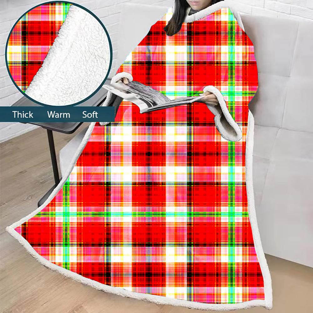 3D Digital Printed Blanket With Sleeves-Plaid Thickened Blanket Robe - Image 38