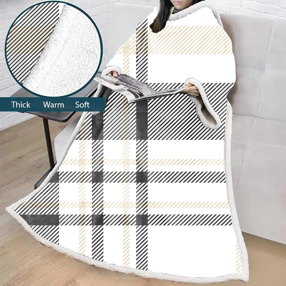 3D Digital Printed Blanket With Sleeves-Plaid Thickened Blanket Robe - Image 39