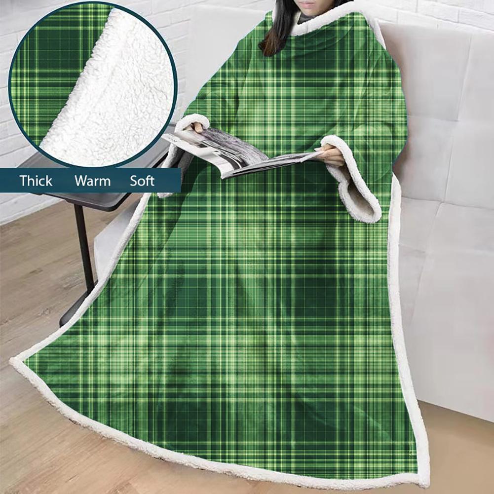 3D Digital Printed Blanket With Sleeves-Plaid Thickened Blanket Robe - Image 48