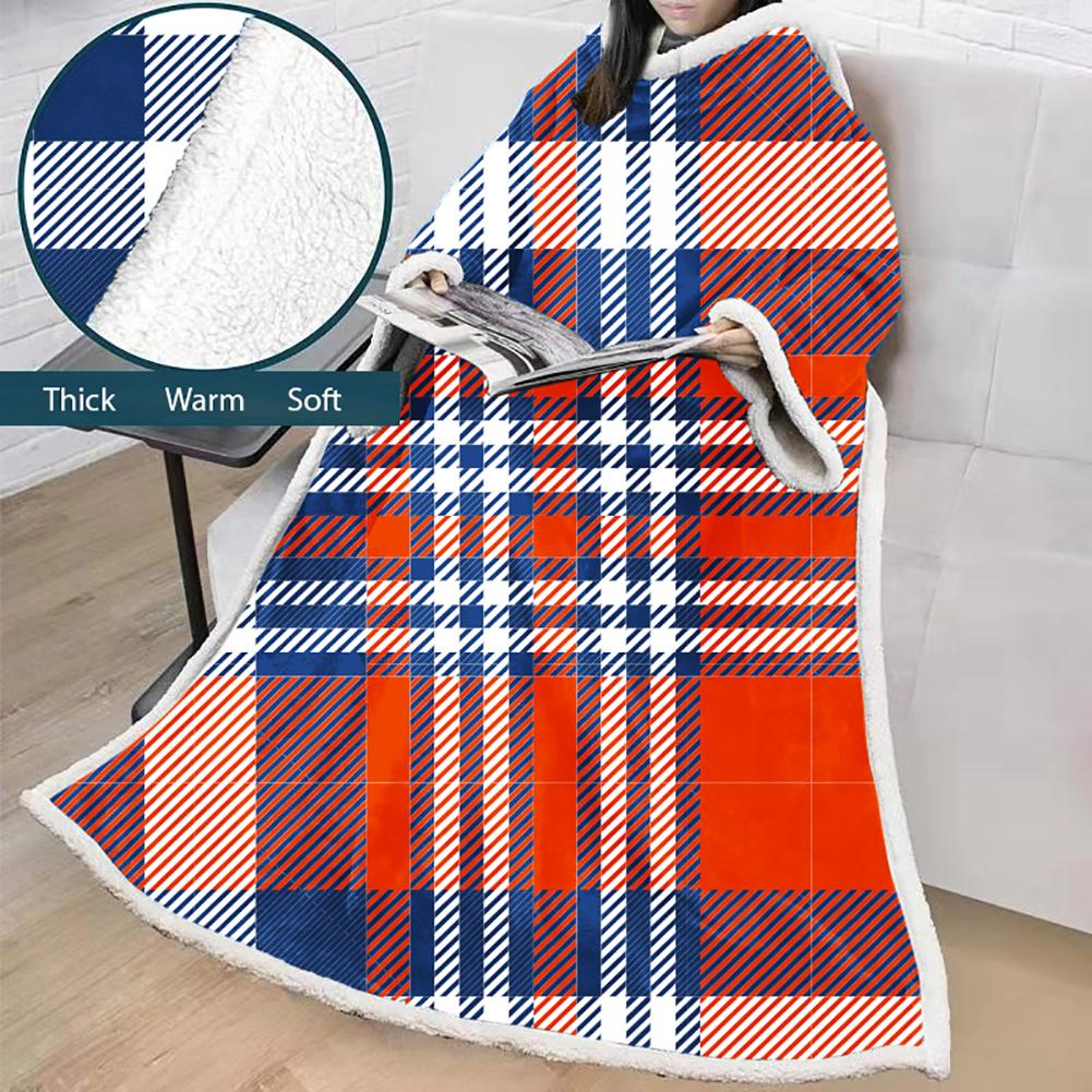 3D Digital Printed Blanket With Sleeves-Plaid Thickened Blanket Robe - Image 51