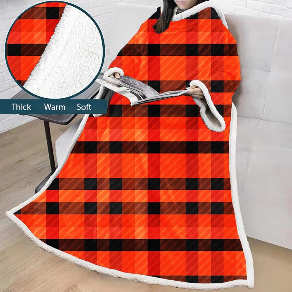 3D Digital Printed Blanket With Sleeves-Plaid Thickened Blanket Robe - Image 52
