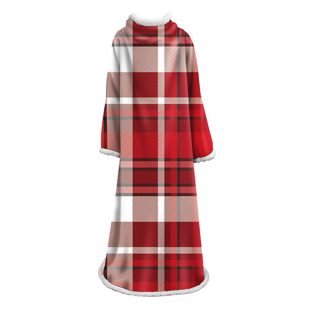 3D Digital Printed Plaid Blanket Robe -Blanket With Sleeves - Image 17