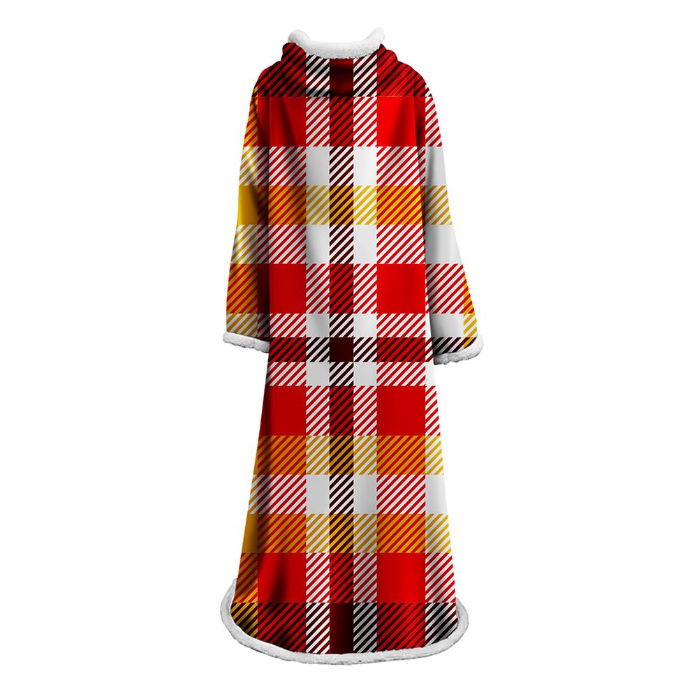 3D Digital Printed Plaid Blanket Robe -Blanket With Sleeves - Image 37