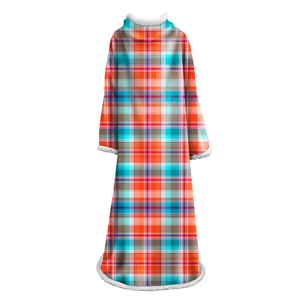 3D Digital Printed Plaid Blanket Robe -Blanket With Sleeves - Image 4