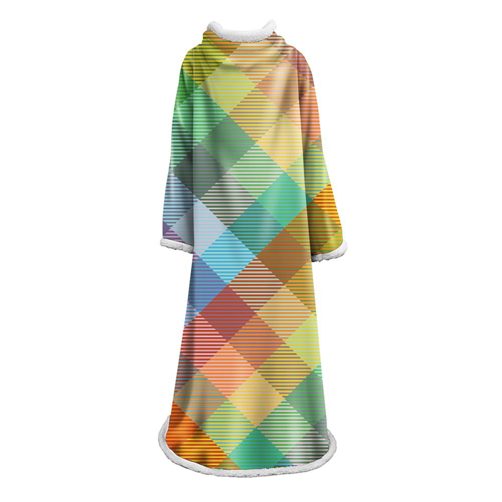3D Digital Printed Plaid Blanket Robe -Blanket With Sleeves - Image 7