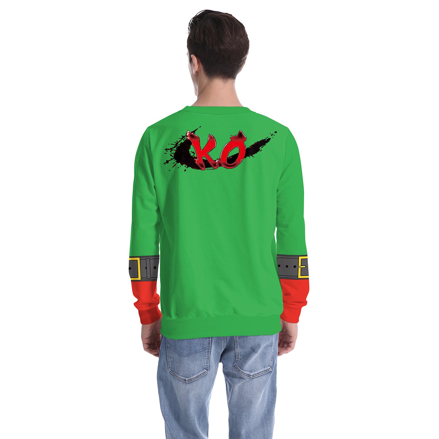 Christmas Sweatshirts - Super Funny Santa Claus Icon Cute Green 3D Sweatshirt - Image 4