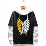 Anime Attack on Titan Jacket Coat Eren Jaeger Graphic Black white stitching Hoodie Cosplay Unisex
