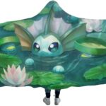 Anime Pokemon Cute Lotad Vaporeon Anti-Pilling Flannel Hooded Blanket