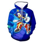 Cartoon Games Sonic Hoodie - Sonic the Hedgehog Blue 3D Print Pullover Hoodie