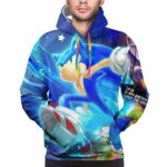 Cartoon Games Sonic Mania Hoodie - 3D Print Unisex Running Sonic Pullover Hoodie Shiny Blue