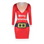 Christmas Dresses - Knee-Length Merry Xmas Bodycon Dress