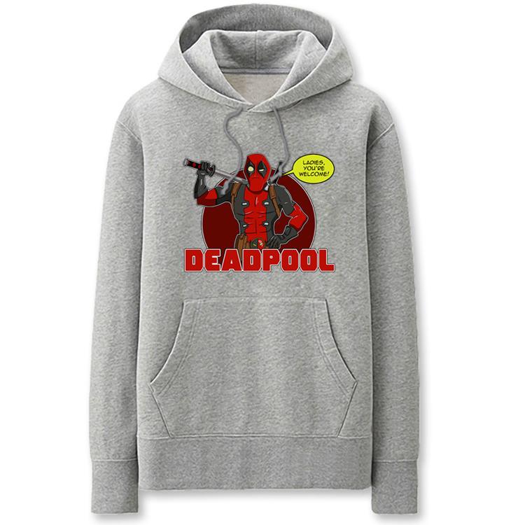 Deadpool Hoodies - Solid Color Super Funny Deadpool Cartoon Style Fleece Hoodie - Image 3