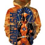 Deadpool Houston Astros Hoodies - Pullover Orange Hoodie