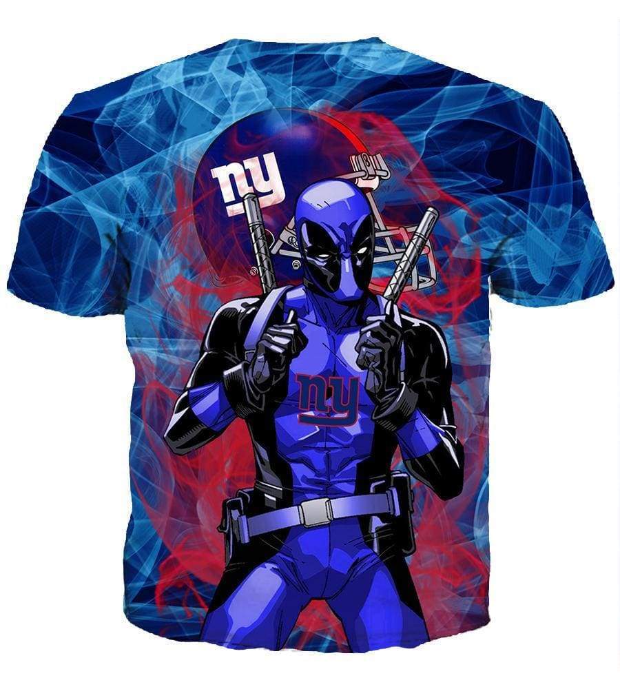 Deadpool New York Giants Hoodies - Pullover Blue Hoodie - Image 8
