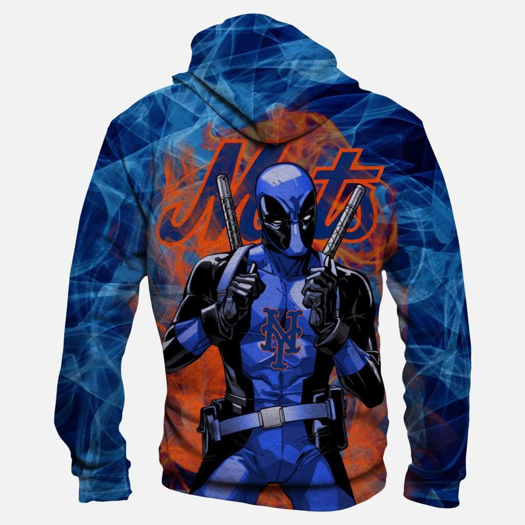Deadpool New York Mets Hoodies - Pullover Orange Hoodie - Image 4