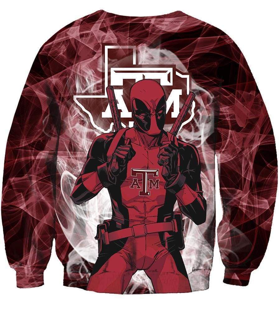 Deadpool Texas A&M Aggies Hoodies - Pullover Deep Red Hoodie - Image 8