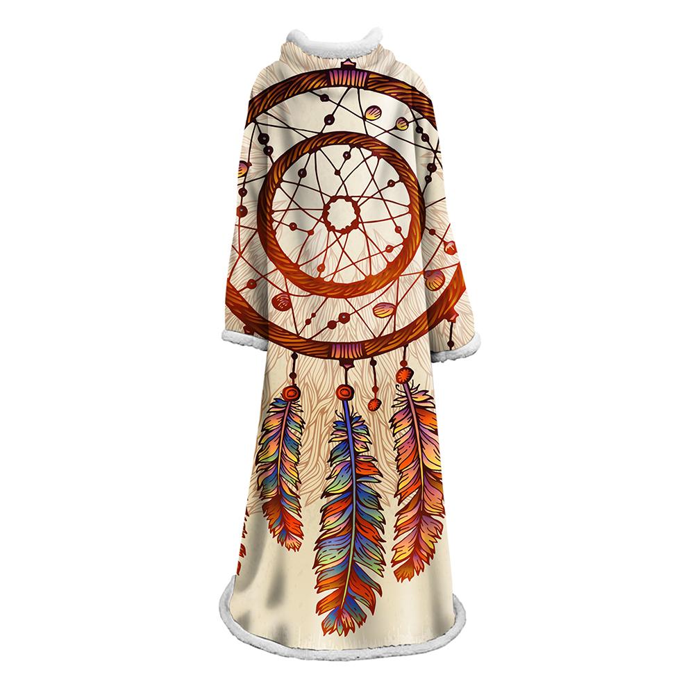 Digital Printed Blanket Dream Catcher - Blanket Robe With Sleeves - Image 49