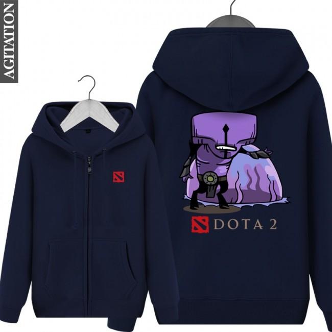 DOTA 2 Faceless Void Hoodies - Zip Up Black Hoodie - Image 3