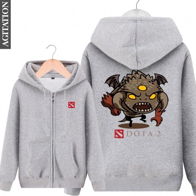 DOTA 2 Roshan Hoodies - Zip Up Black Hoodie - Image 3