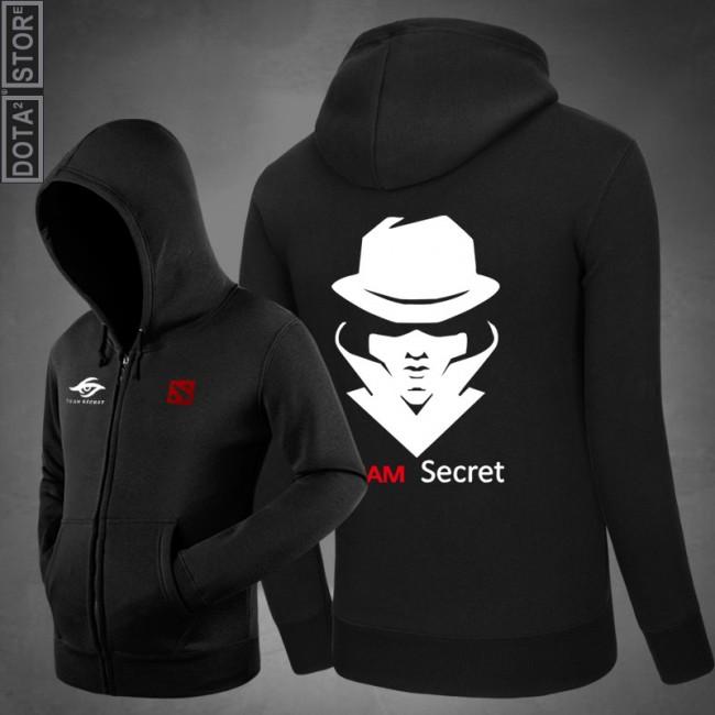 DOTA 2 Team Secret Hoodies - Zip Up Hat Black Hoodie - Image 3