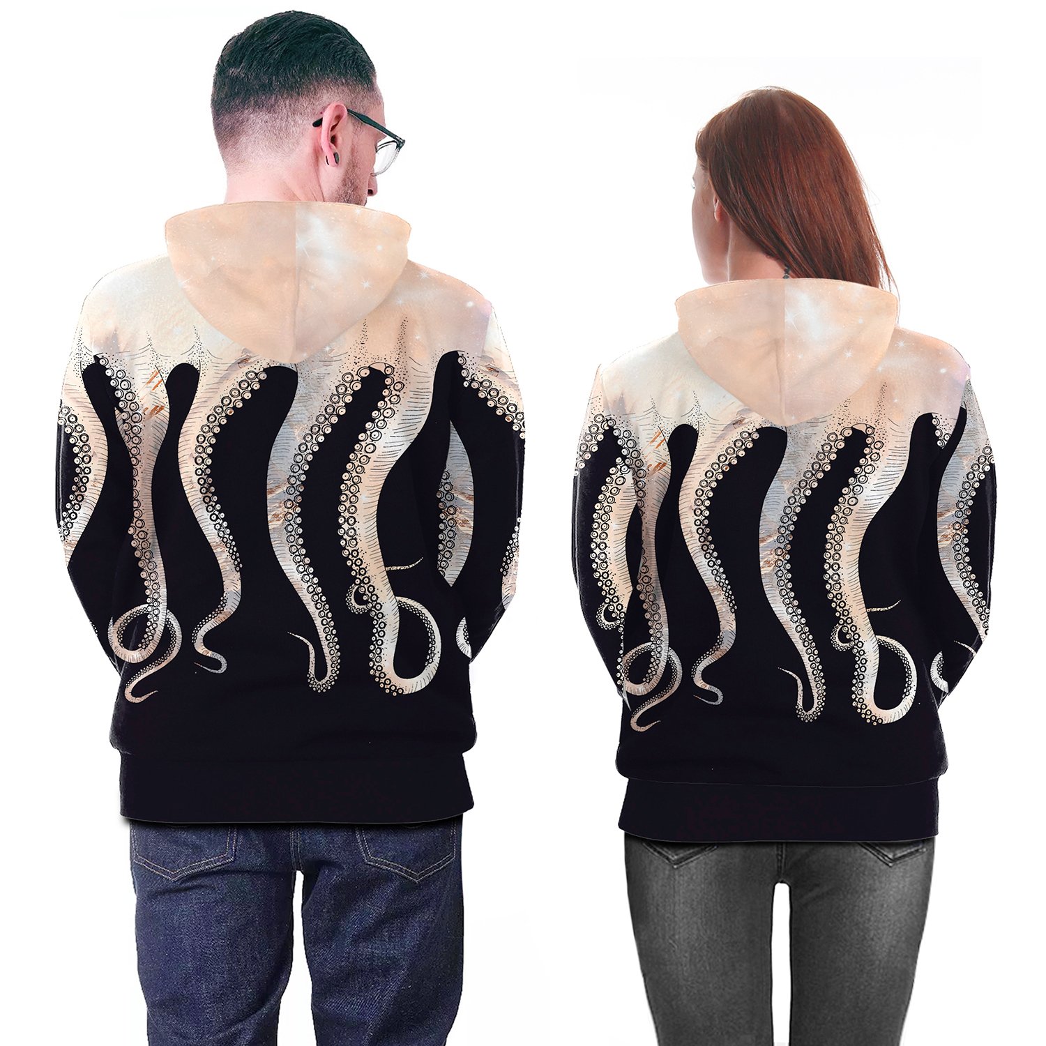 Big Octopus Feet Digital Print Gray 3D Hoodie - Image 4