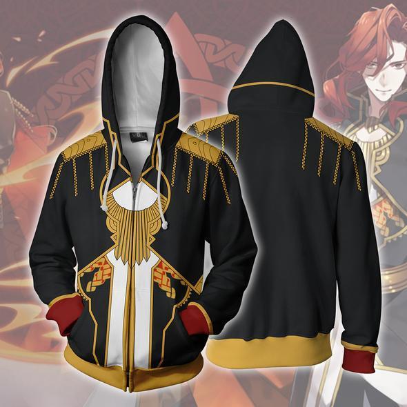 Fire Emblem Hoodies - Zip Up Arvis Fire Emblem Cosplay Hoodie - Image 3