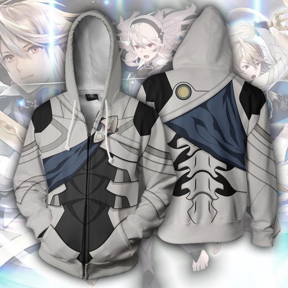 Fire Emblem Hoodies - Zip Up Fire Emblem Corrin Cosplay Hoodie - Image 3