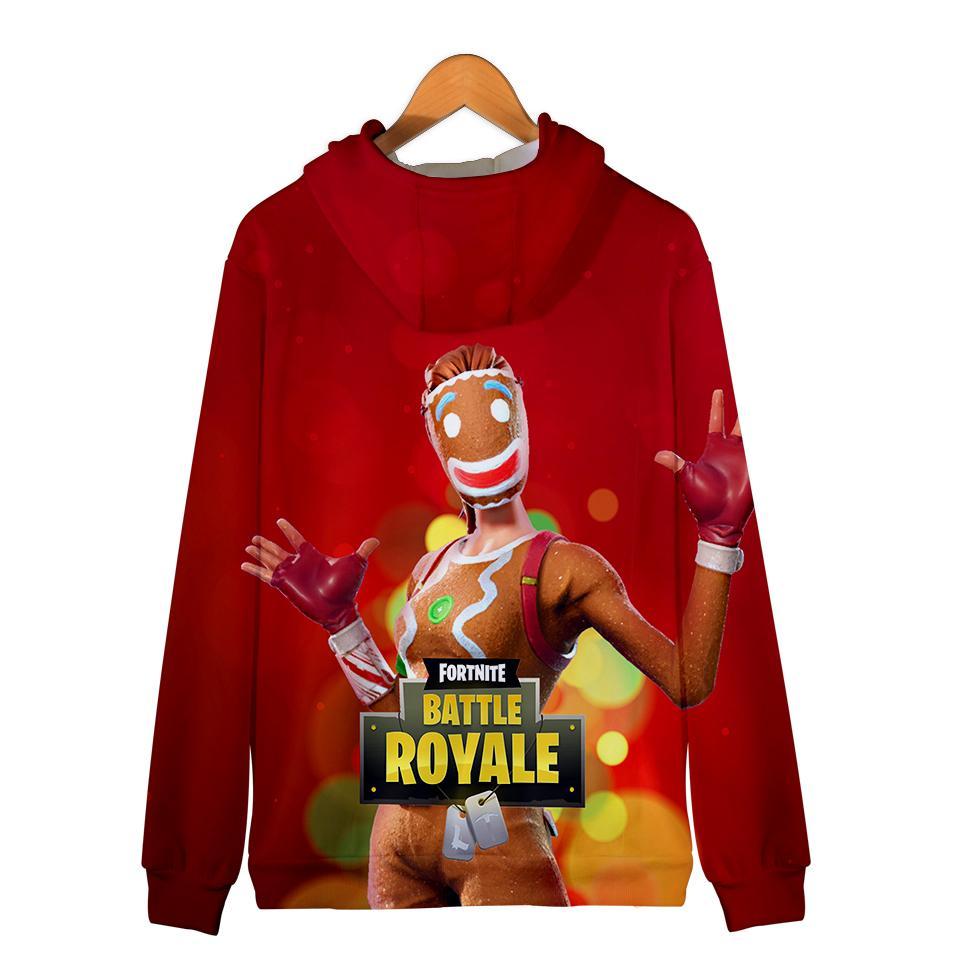 Fortnite Hoodies - Fortnite Game Christmas Series Super Cute Red 3D Hoodie - Image 6