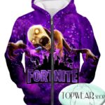Fortnite Hoodies - Monsters Purple 3D Zip Up Hoodie