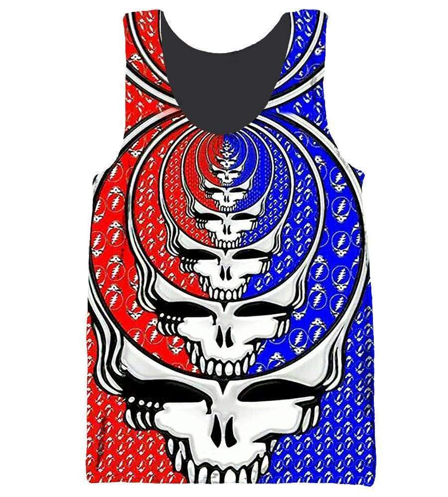 Funny Grateful Dead Hoodies - Zip Up Red - Blue Skull 3D Hoodie - Image 5