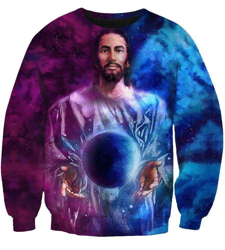 Funny Jesus Hoodies - Pullover God Control Blue-Purple Ball Hoodie - Image 3