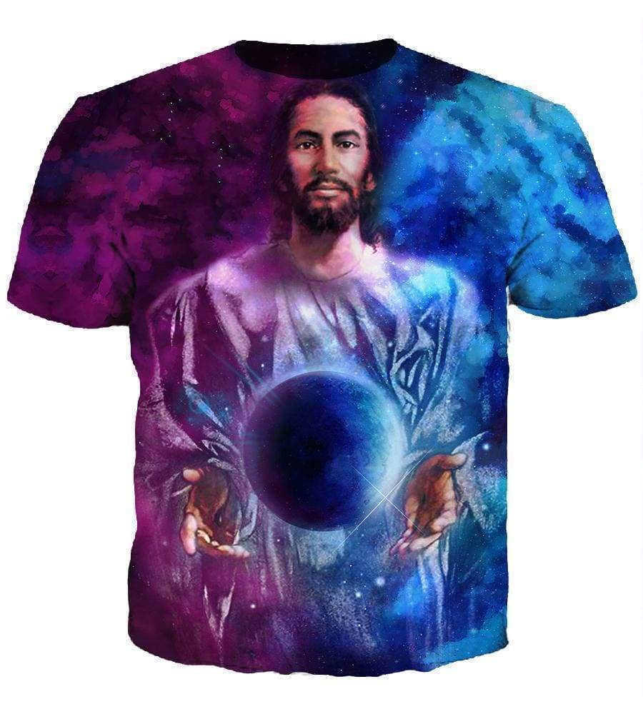 Funny Jesus Hoodies - Pullover God Control Blue-Purple Ball Hoodie - Image 4
