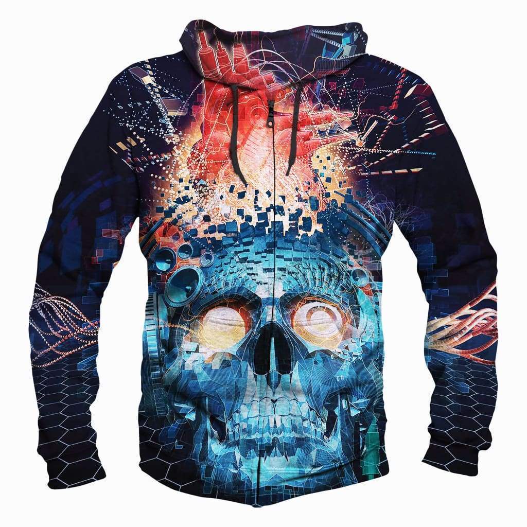 Funny Papa Roach Sweatshirts - The Blue Skull 3D Sweatshirt - Image 3